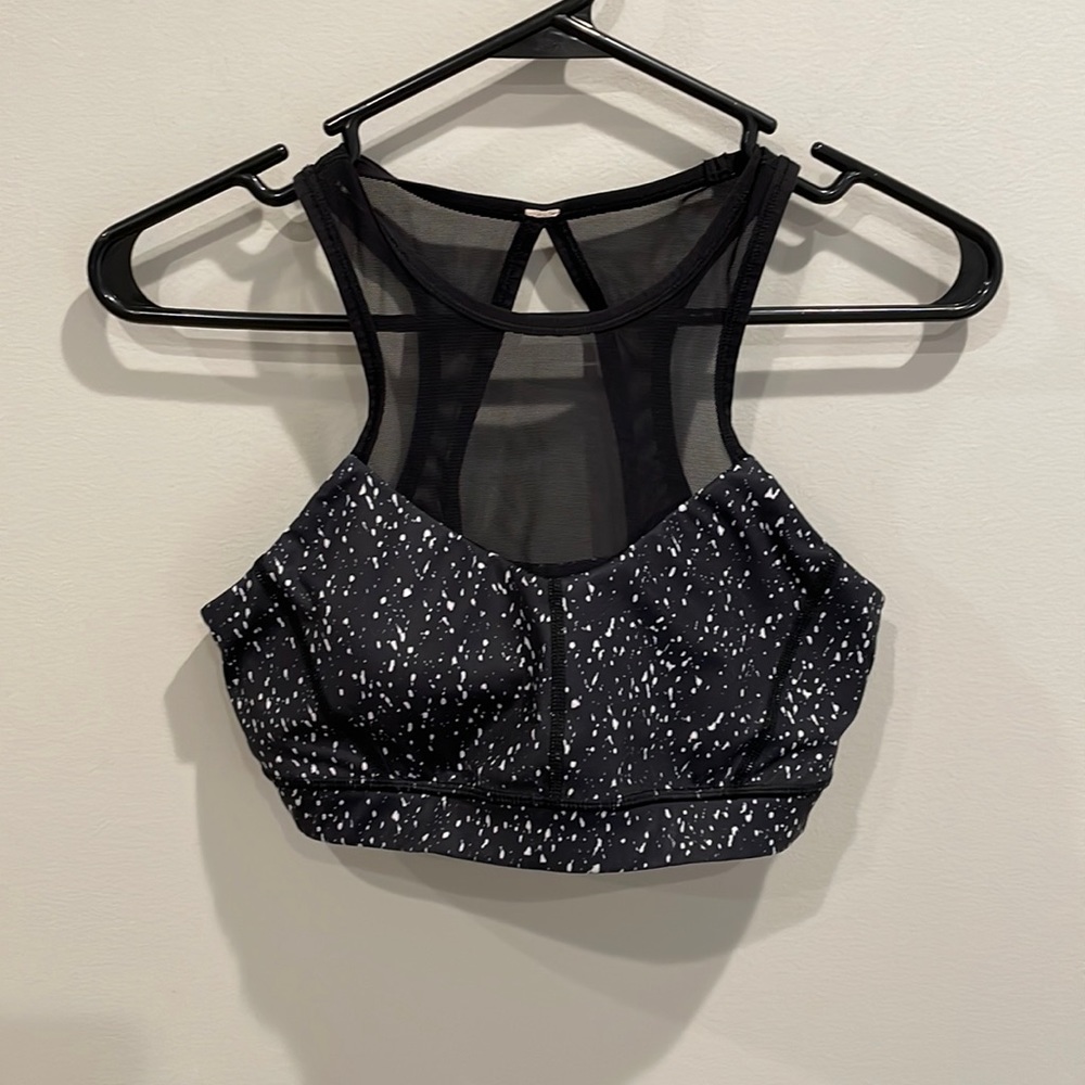 lululemon athletica Black and White Speckled High-Neck Sports Bra